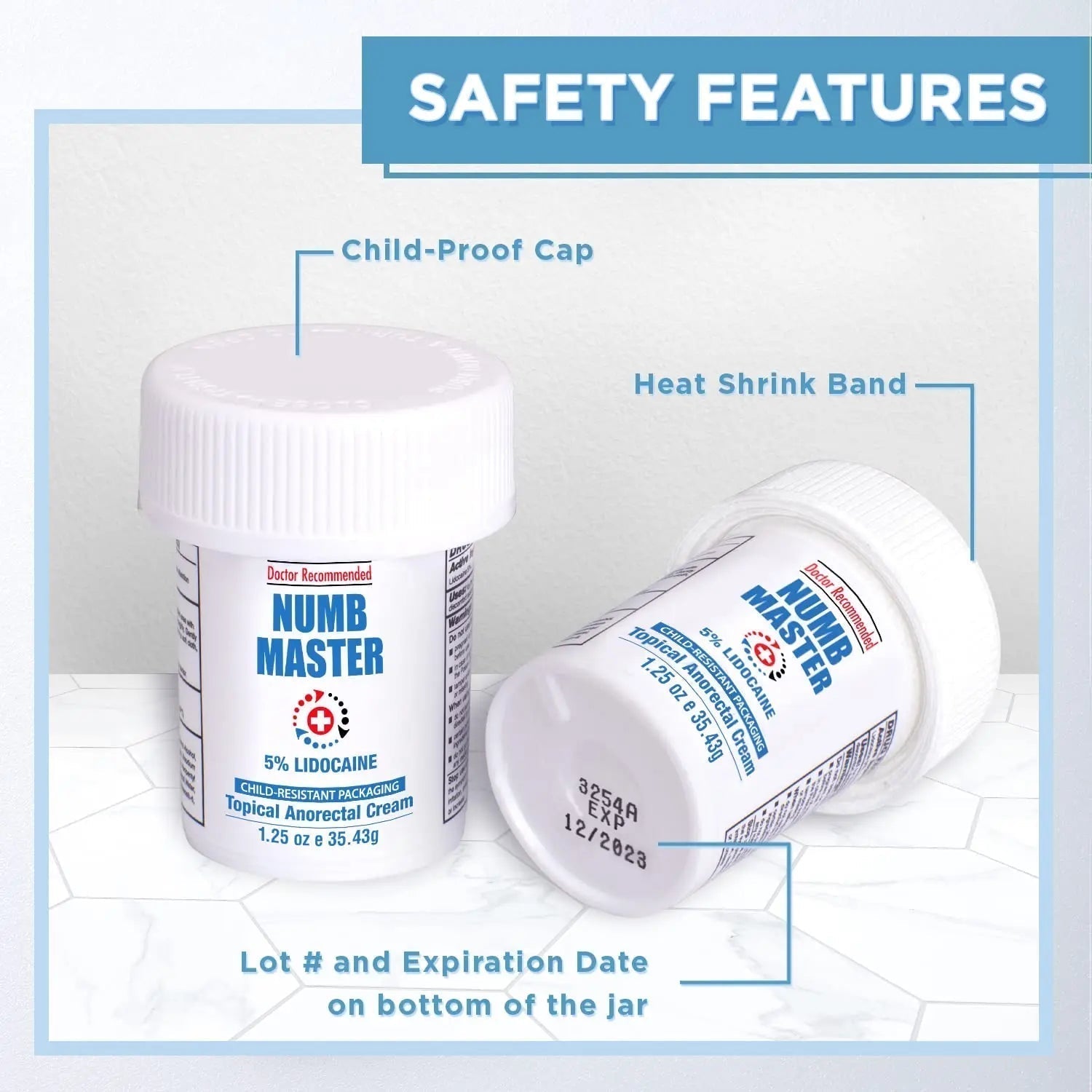 Clinical Resolution Numb Master 5% Lidocaine Topical Numbing Cream, 2 Pack of 1.25 Oz, Pain Relief Burn Itch Numb, Maximum Strength Topical Anesthetic with Allantoin, Vitamin E, Hemorrhoid Treatment - TrustMedUSA