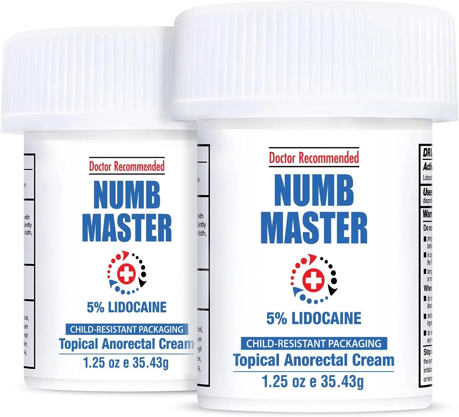Clinical Resolution Numb Master 5% Lidocaine Topical Numbing Cream, 2 Pack of 1.25 Oz, Pain Relief Burn Itch Numb, Maximum Strength Topical Anesthetic with Allantoin, Vitamin E, Hemorrhoid Treatment - TrustMedUSA