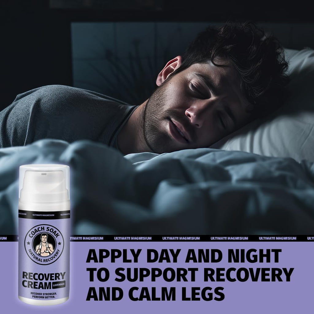 Coach Soak Magnesium Cream with MSM in Pump Bottle - Natural Recovery Cream with Magnesium Chloride & Menthol - Fast-Absorbing for Muscles & Joints, Lavender 3.4oz - TrustMedUSA