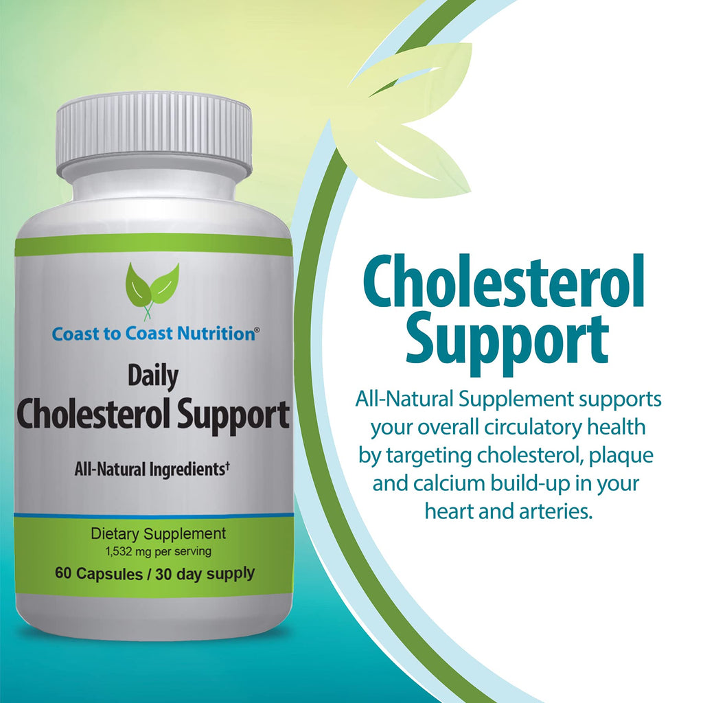 Coast to Coast Nutrition Cholesterol Support Supplement - Support Cardiovascular & Artery Performance, Target Bad LDL Levels & Plaque Calcium Buld-Up - Promote Circulation & Blood Flow - 60 Capsules - TrustMedUSA