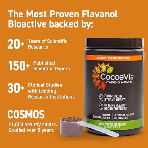 CocoaVia Cardio Health Cocoa Powder, 60 Servings, 500mg Cocoa Flavanols - TrustMedUSA