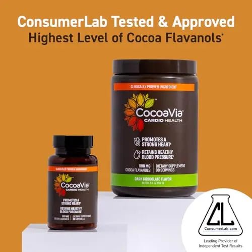 CocoaVia Cardio Health Cocoa Powder, 60 Servings, 500mg Cocoa Flavanols - TrustMedUSA