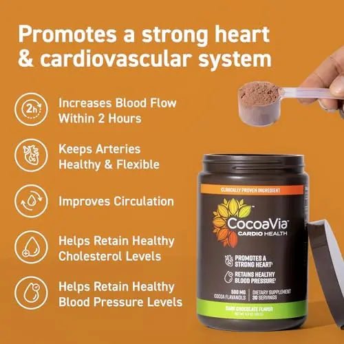 CocoaVia Cardio Health Cocoa Powder, 60 Servings, 500mg Cocoa Flavanols - TrustMedUSA