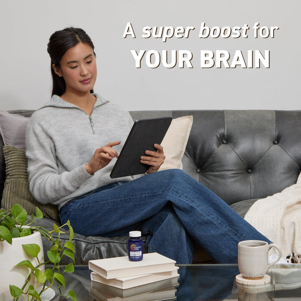CocoaVia Memory & Focus Brain Supplement, 90 Day, Cocoa Flavanol Blend, Lutein, Added Caffeine for Boost. Improve Cognitive Function, Attention, Vegan & Plant Based, 90 Capsules - TrustMedUSA