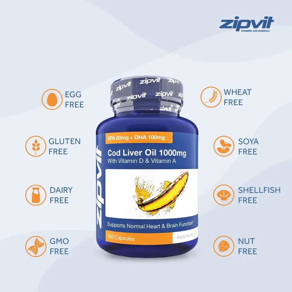 Cod Liver Oil 1000mg, 360 Capsules of High Strength Fish Oil, Rich in Omega 3. Supports - TrustMedUSA