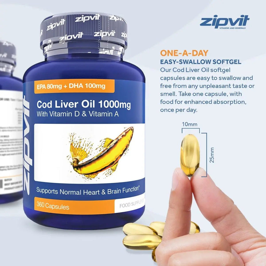 Cod Liver Oil 1000mg, 360 Capsules of High Strength Fish Oil, Rich in Omega 3. Supports - TrustMedUSA