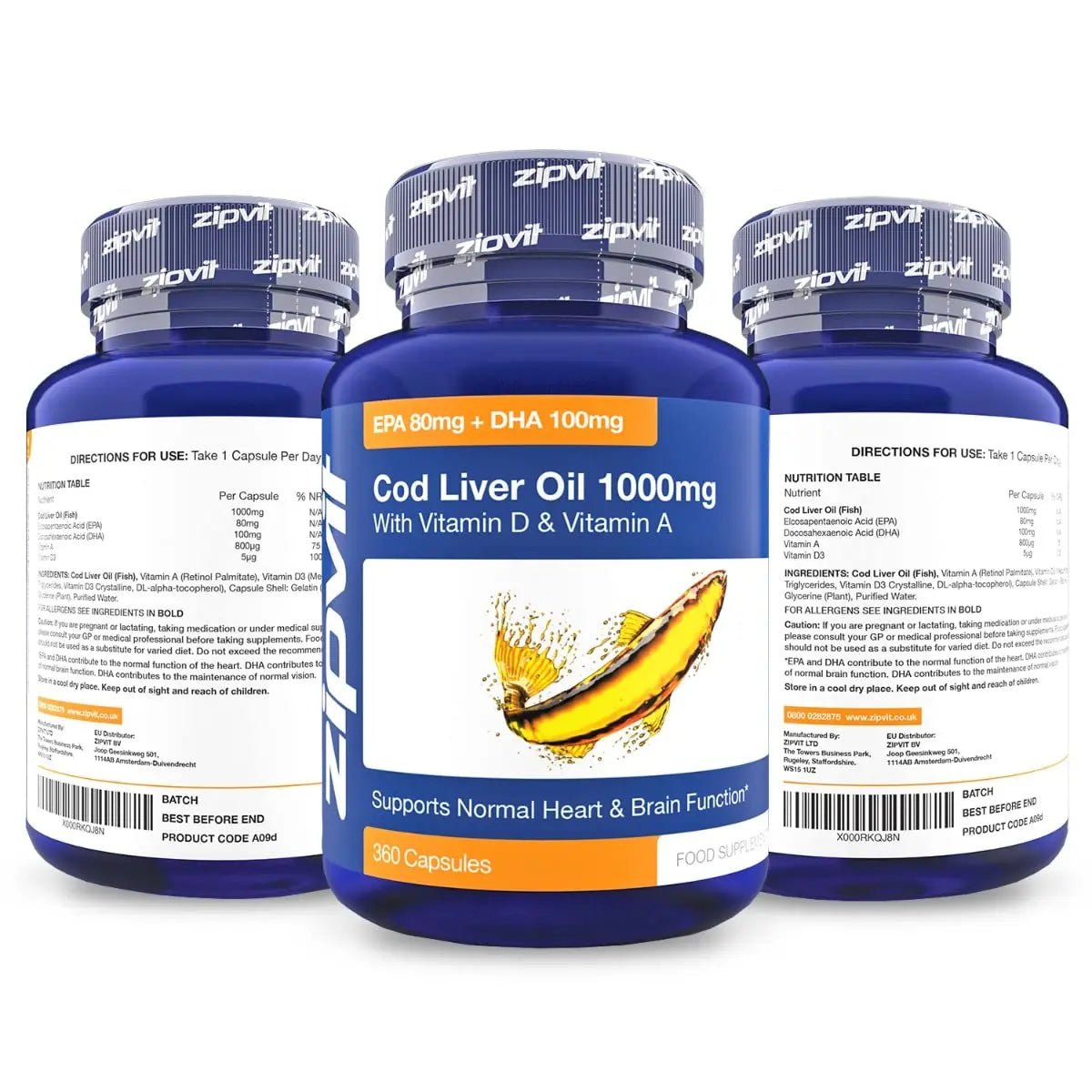 Cod Liver Oil 1000mg, 360 Capsules of High Strength Fish Oil, Rich in Omega 3. Supports - TrustMedUSA