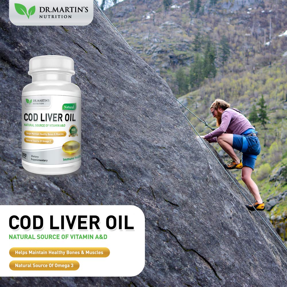 COD Liver Oil | 300 Softgels | Natural Source of Omega 3 Fatty Acids | Triple Strength | Best Immune Health, Healthy Bones & Muscle Dietary Supplement | - TrustMedUSA