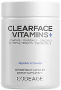 Codeage Clearface Pantothenic Acid, Niacin Supplement, Vitamins A, C, D3, E, Probiotics, Zinc, Riboflavin, Thiamin, L-Lysine HCL & Omega-3, Niacinamide, Skin Botanical Blend - Non-GMO - 90 Capsules - TrustMedUSA
