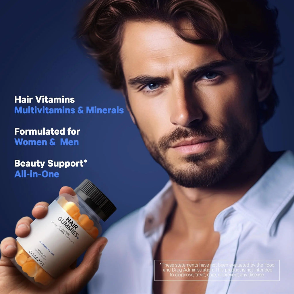 Codeage Hair Gummies, Biotin 5000 mcg, Sugar Free Growth Gummy Vitamins A, C, B6, B12, D3, Zinc, Inositol Supplement - TrustMedUSA