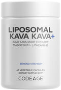 Codeage Liposomal Kava Kava+ Supplement - 500 mg 30% Kavalactones with Magnesium Glycinate - Magnesium Oxide - L-Theanine - Liposomal Delivery - TrustMedUSA