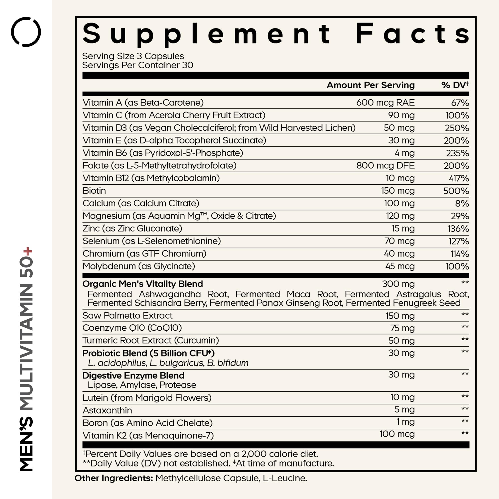 Codeage Men's Multivitamin 50+ Supplement - Essential Vitamins for Men Over 50 Years Old, Minerals, CoQ10, Turmeric, Saw Palmetto, Maca, Panax Ginseng, Probiotics & Botanicals - Non-GMO - 90 Capsules - TrustMedUSA