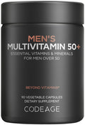 Codeage Men's Multivitamin 50+ Supplement - Essential Vitamins for Men Over 50 Years Old, Minerals, CoQ10, Turmeric, Saw Palmetto, Maca, Panax Ginseng, Probiotics & Botanicals - Non-GMO - 90 Capsules - TrustMedUSA