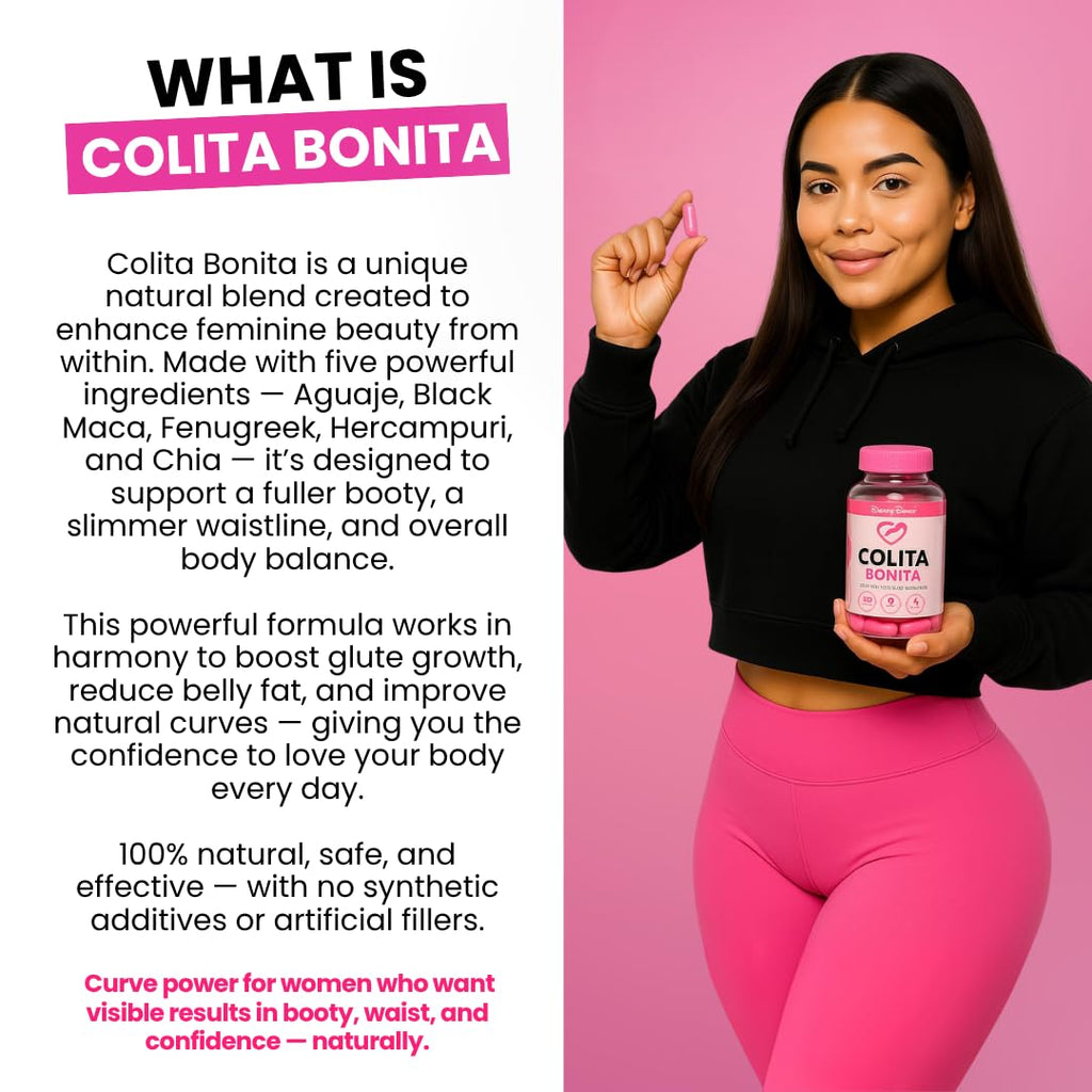 Colita Bonita – Aguaje, Black Maca & Fenugreek Pills – Natural Booty Growth & Hip Shaping Supplement – Supports Curves, Hormonal Balance & Waist Definition – 60 Capsules (30-Day Supply) - TrustMedUSA