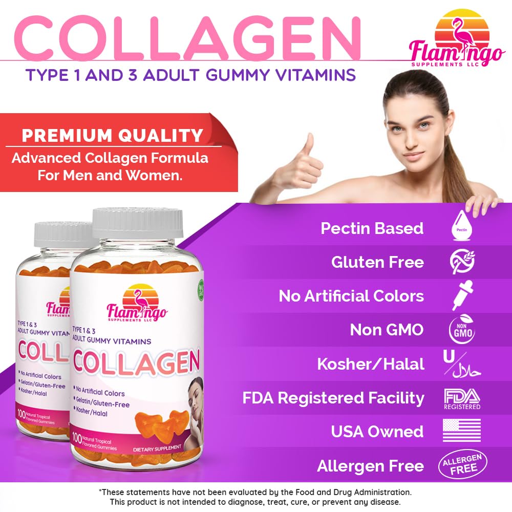 Collagen Gummies- Natural Marine Collagen for Women, and Men- Collagen Supplements for Skin Hair, Nails- Hydrolyzed Type 2 & 1 3- Replace Pills and Powders - No Gelatin, Kosher, Halal- 100 Ct. - Maple Wellness Supplements