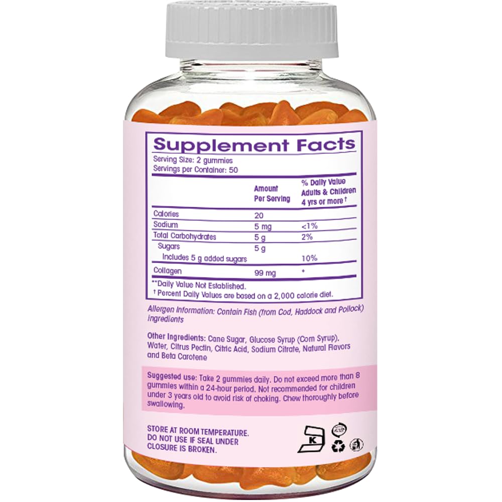 Collagen Gummies- Natural Marine Collagen for Women, and Men- Collagen Supplements for Skin Hair, Nails- Hydrolyzed Type 2 & 1 3- Replace Pills and Powders - No Gelatin, Kosher, Halal- 100 Ct. - Maple Wellness Supplements