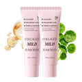 Collagen Mild Sunscreen SPF 50 for Face, Broad Spectrum Protection, Hydrating Facial Sunscreen with Peptides & Cica, Lightweight Non-Greasy, No White Cast, Natural Glow, Travel Size (2 PCS) - Maple Wellness Supplements