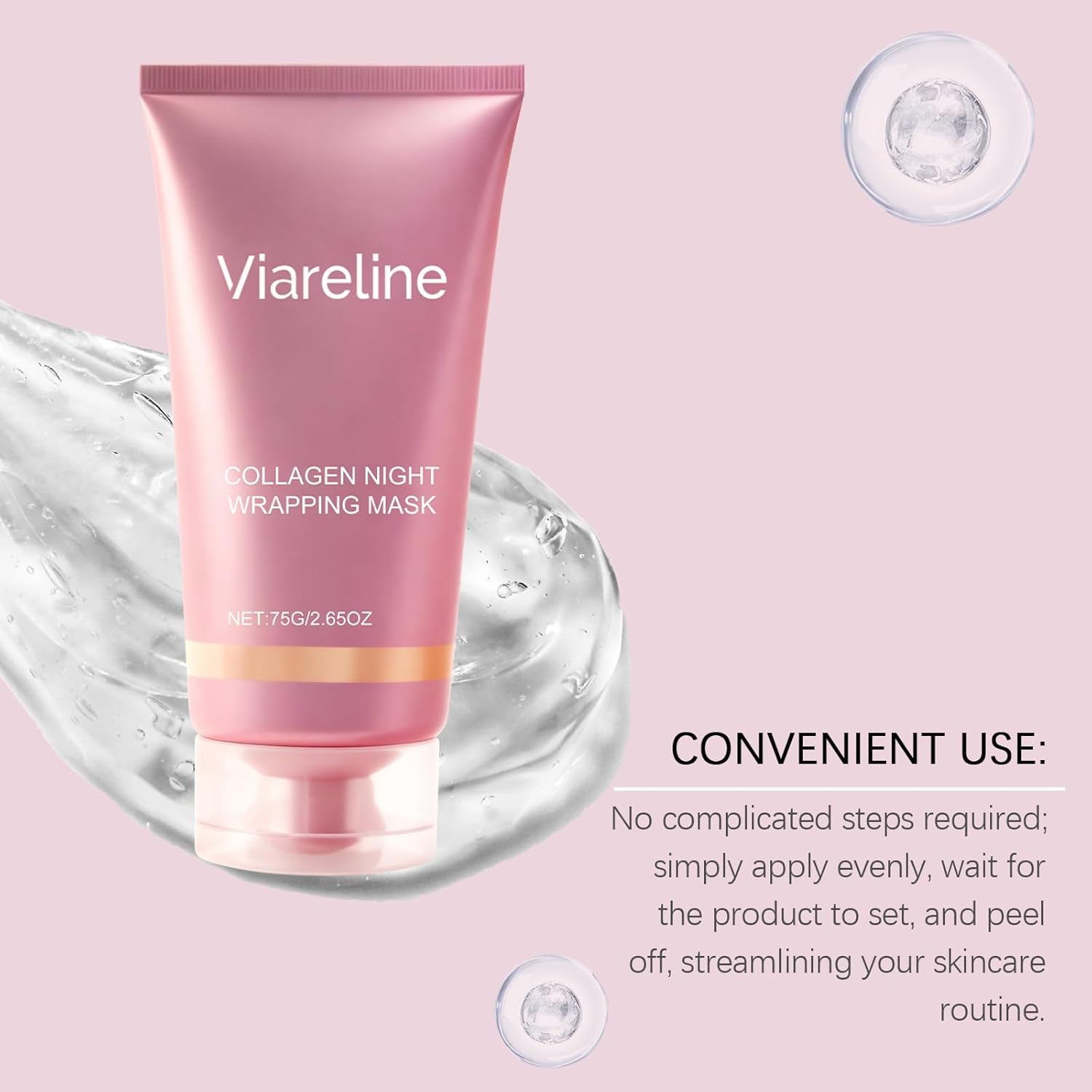 Collagen Night Wrapping Mask, Collagen Mask, Collagen Overnight Easy Peel Off Face Mask, Firming & Hydration Care, Reduce Fine Lines & Dullness, Suitable for All Skin Types(2.65 fl.oz) - Maple Wellness Supplements