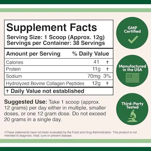 Collagen Peptides Powder - Hydrolyzed Collagen, Keto Safe - 16.08oz - Multi Type 1, 2 - TrustMedUSA
