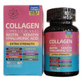 Collagen Peptides Types I, II, III, V & X, 64000 MCG, 14 in 1, Biotin, Keratin, Hyaluronic Acid, Magnesium, MSM, Grape Seed, Vitamin A C & E, Black Pepper, Quercetin, Folate, Zinc (90 Veggie Caps) - TrustMedUSA
