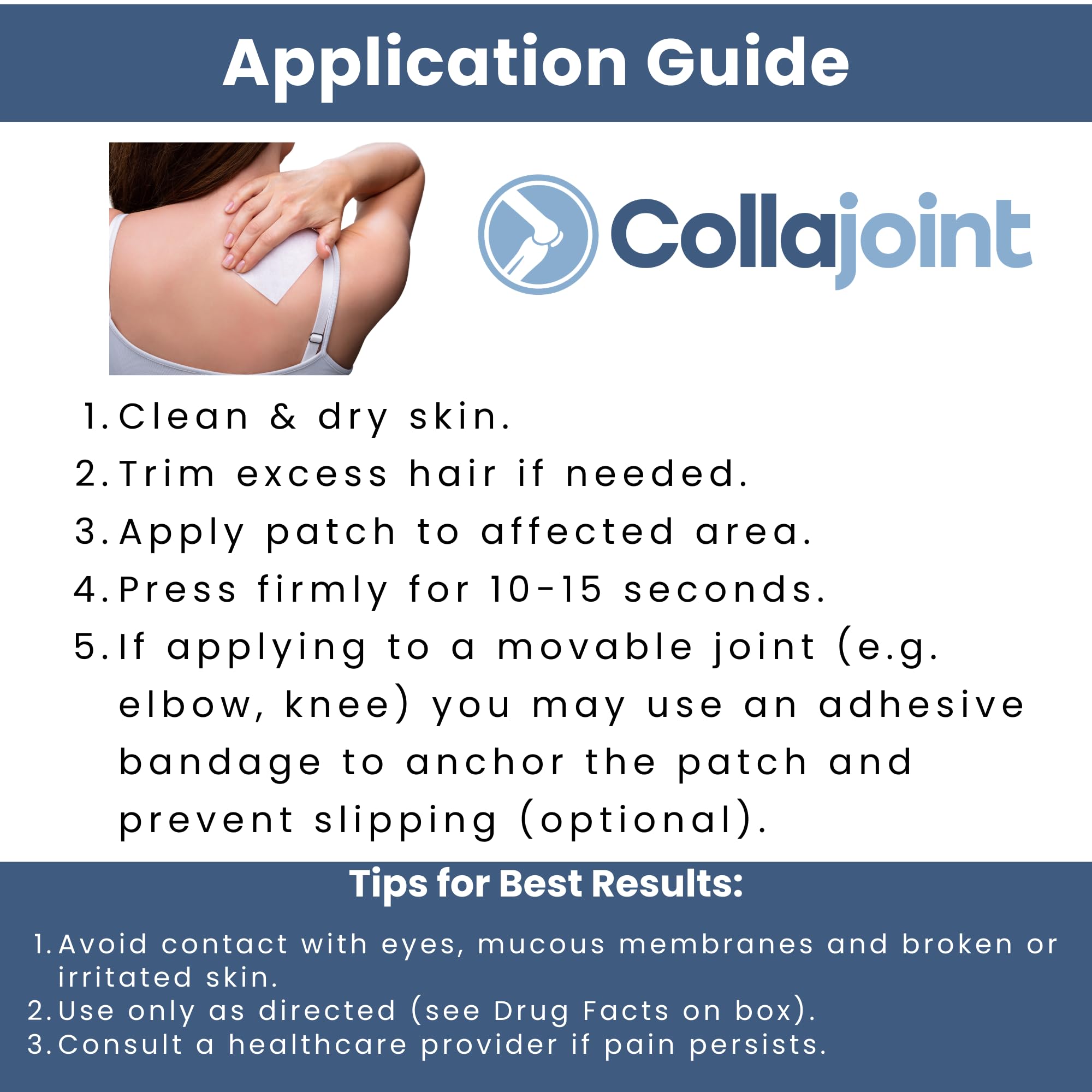 Collajoint Maximum-Strength Lidocaine 4% & Menthol 1% Hydrogel Pain Relief Patch with Arnica Montana Flower Extract-Temporary Numbing & Cooling Relief for Sore Muscles, Stiff Joints & Arthritis - TrustMedUSA