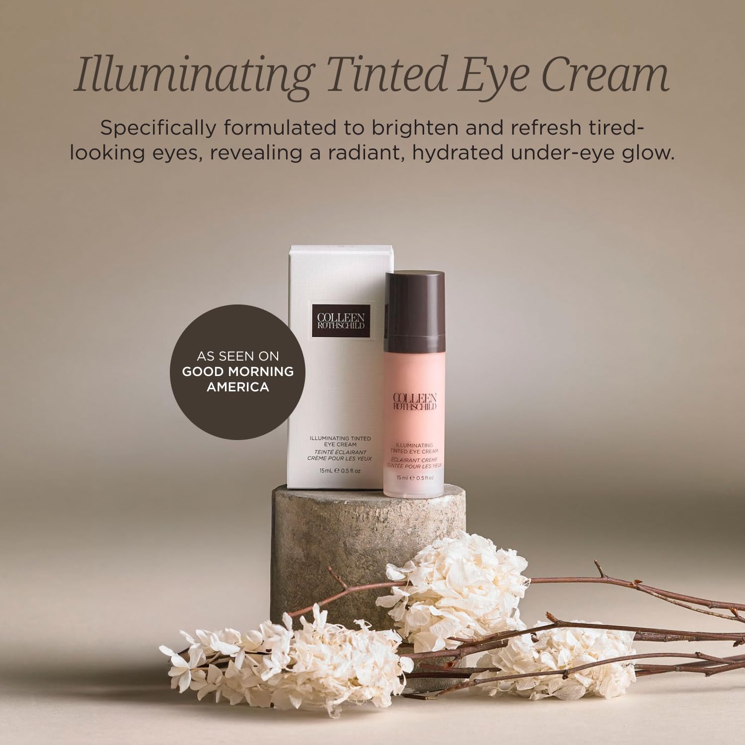 COLLEEN ROTHSCHILD Illuminating Tinted Eye Cream | Instant Brightening Effect | Nourishes & Targets Dark Circles | With Hyaluronic Acid, Caffeine, Pearlized Pigments & Peptides (0.5 fl oz) - TrustMedUSA