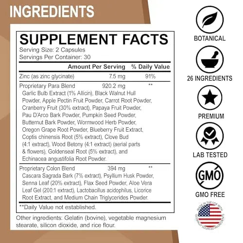 Colon Cleanse Pills Body Detox - Intestinal Guard Cleanser for Stomach - Natural Weight - TrustMedUSA
