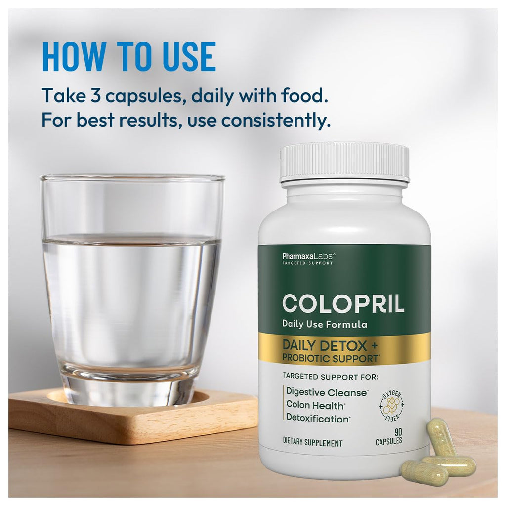 Colopril Colon Cleanse Dietary Supplement - Supports Cleansing of Bowels & Digestive Tract - Eases Constipation - Ginger Root, Lactobacillus, Psyllium Husk - TrustMedUSA