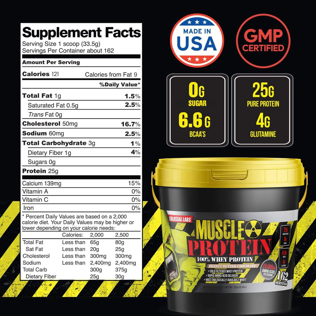 COLOSSAL LABS Muscle Growth Whey Protein [12 lbs/Pack of 1]–Peanut Butter Chocolate - TrustMedUSA