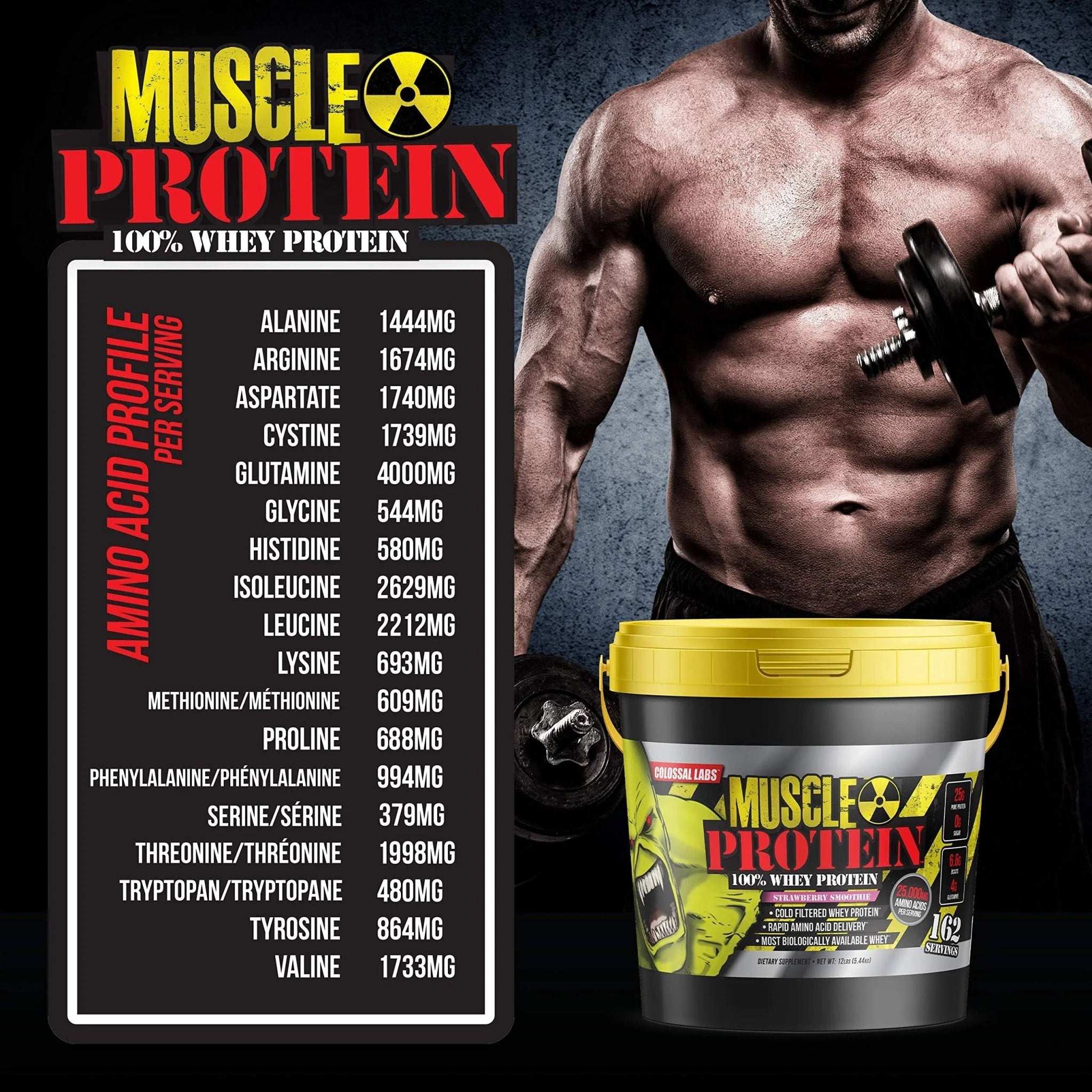 COLOSSAL LABS Muscle Protein Whey Powder [12 lbs/Pack of 1]-Strawberry Protein - TrustMedUSA