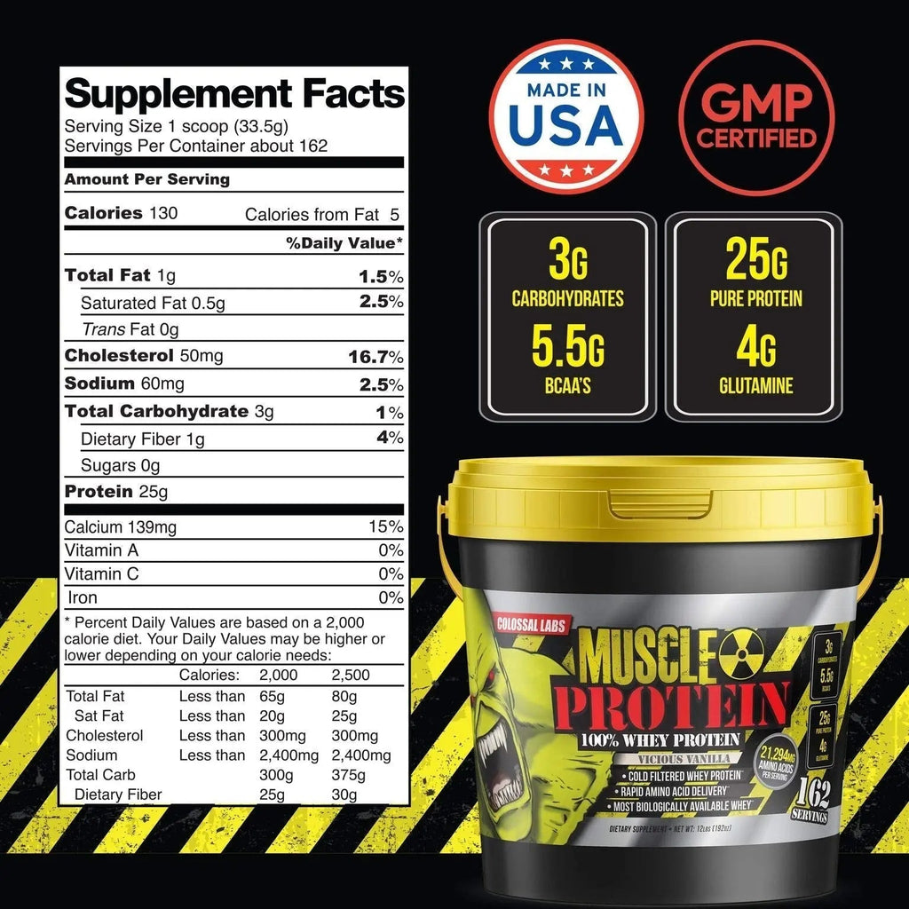 Colossal Labs Whey Protein Blend [12 Pounds/Pack of 1]–Vicious Vanilla, Cold Filtered - TrustMedUSA