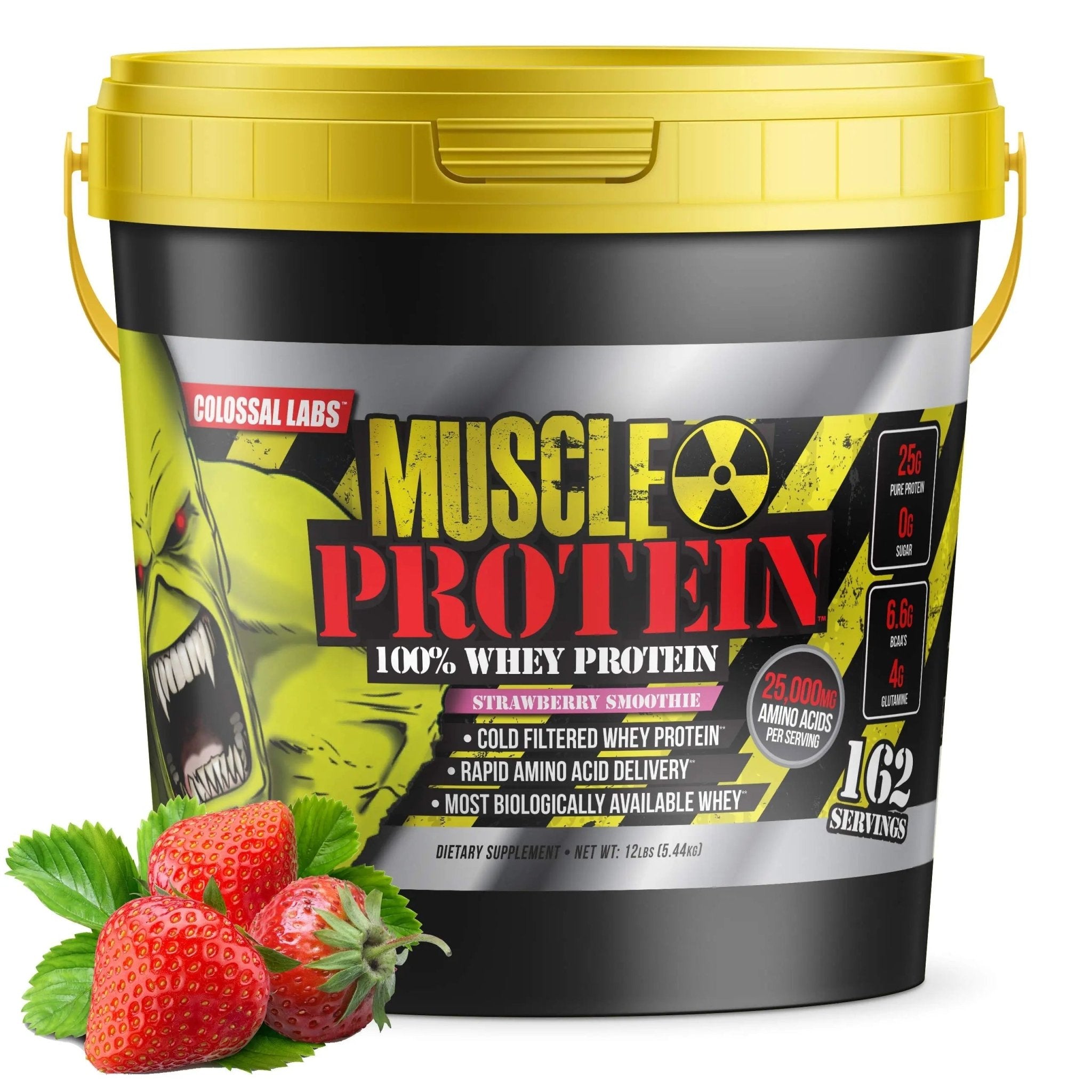 COLOSSAL LABS Whey Protein Powder [15 lbs/Pack of 1]–Strawberry Protein, Cold Filtered - TrustMedUSA