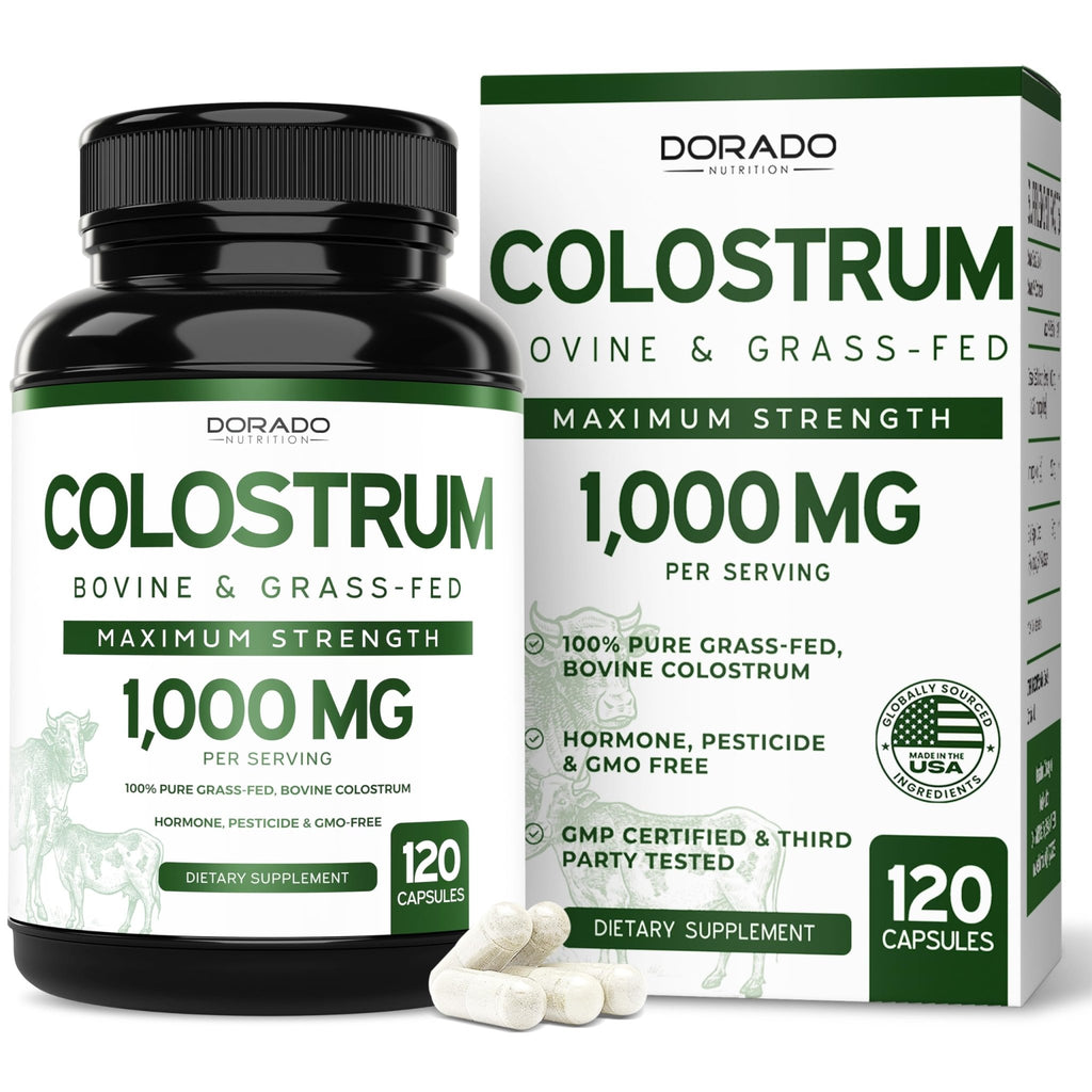Colostrum (120 Count) Bovine Colostrum Capsules Supplement and Supergreens (60 Gummies) Superfood for Immunity Support with Greens Supplements with 8 Ingredient Power Blend - Vegan Safe & Made in USA - TrustMedUSA