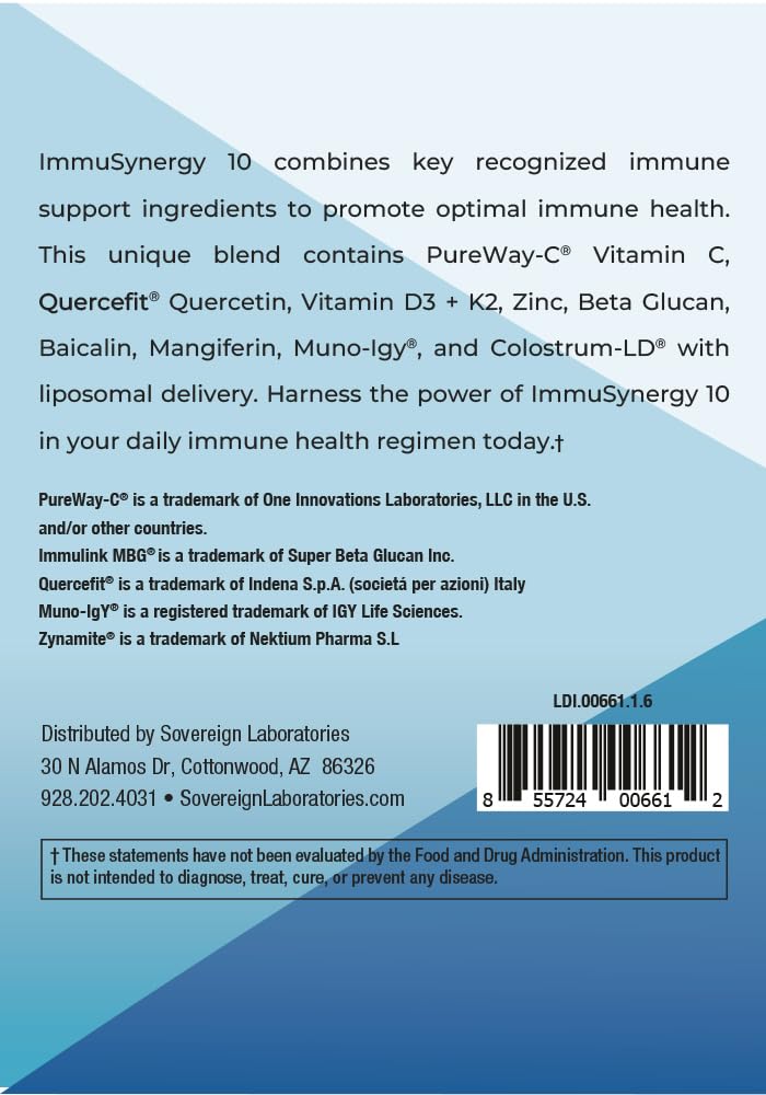 Colostrum-LD ImmuSynergy 10 Capsules - 120 Count-Immune Fortifying Ingredients - Vitamin C, D3, Zinc, Beta Glucan, Quercetin - TrustMedUSA