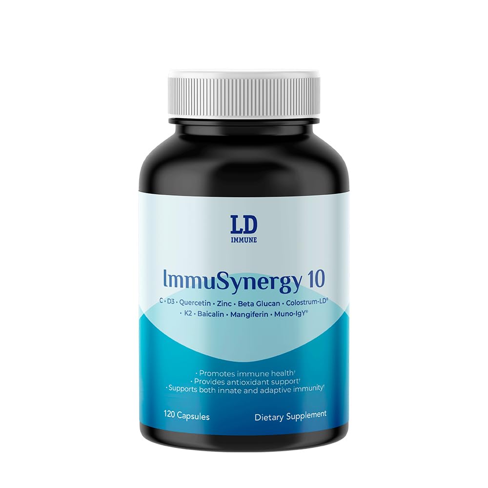 Colostrum-LD ImmuSynergy 10 Capsules - 120 Count-Immune Fortifying Ingredients - Vitamin C, D3, Zinc, Beta Glucan, Quercetin - TrustMedUSA