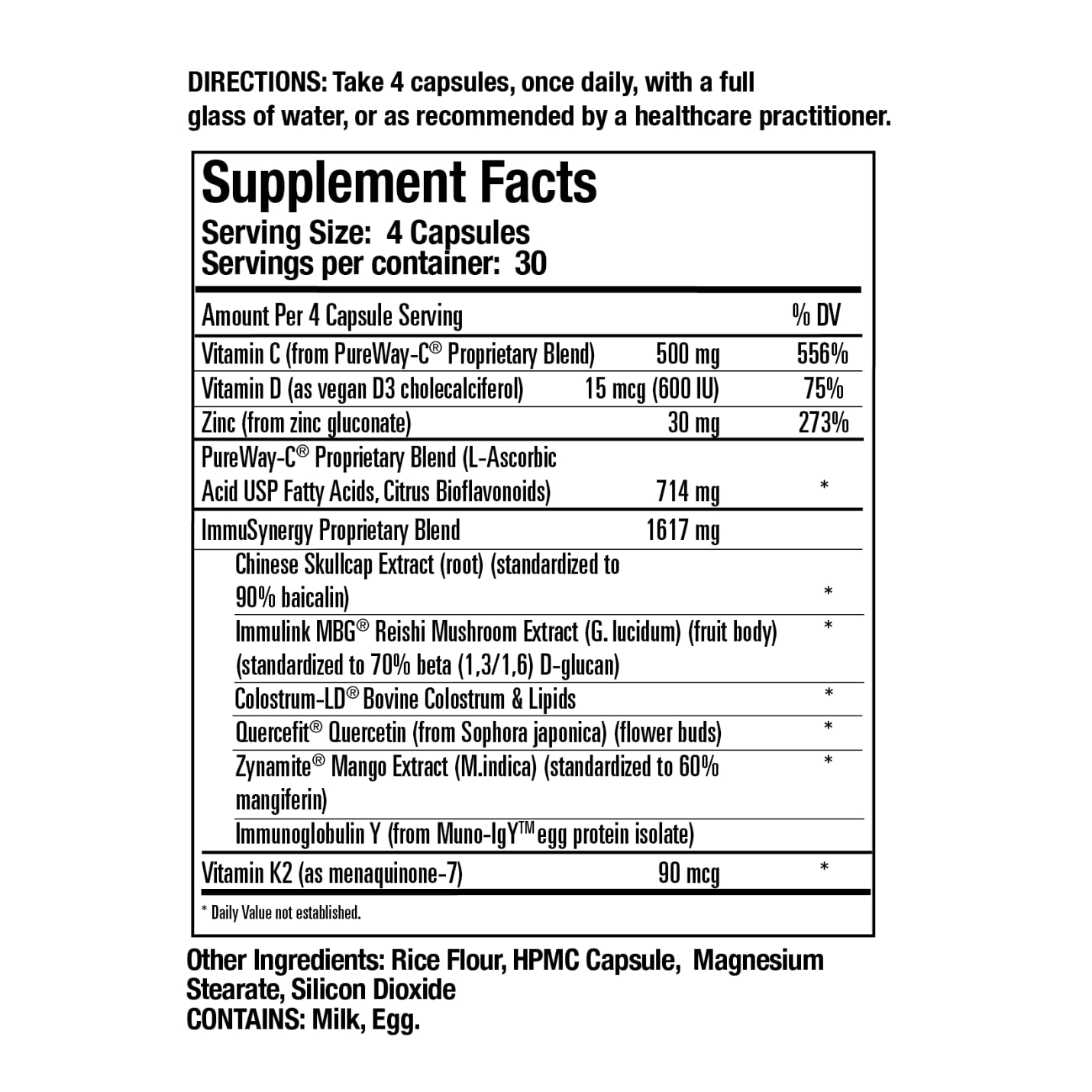 Colostrum-LD ImmuSynergy 10 Capsules - 120 Count-Immune Fortifying Ingredients - Vitamin C, D3, Zinc, Beta Glucan, Quercetin - TrustMedUSA