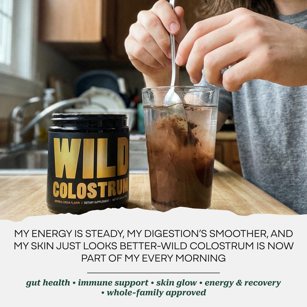Colostrum Supplement - Grass Fed Pure Bovine Colostrum Powder - 2000mg & 400mg IgG (calostro bovino) - Gut, Immunity, Skin, Hair Support - Sugar Free, Natural Cacao Flavour, 30 Servings - TrustMedUSA