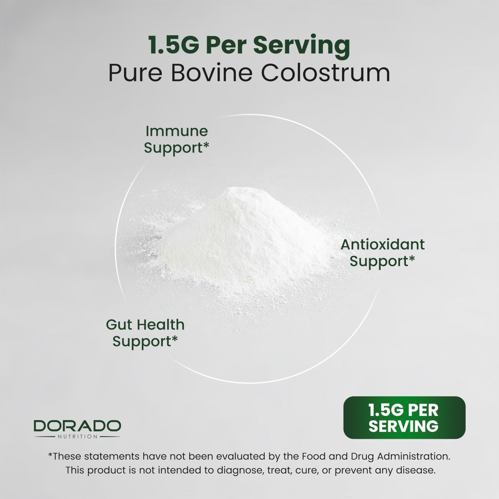 Colostrum Supplement Powder 90g (60 Servings of 1.5g Pure Bovine Colostrum Std. to Contain 20% IgG Immunoglobulins) Grass Fed Powder - No Fillers, Third Party Tested, Unflavored & Non-GMO - TrustMedUSA