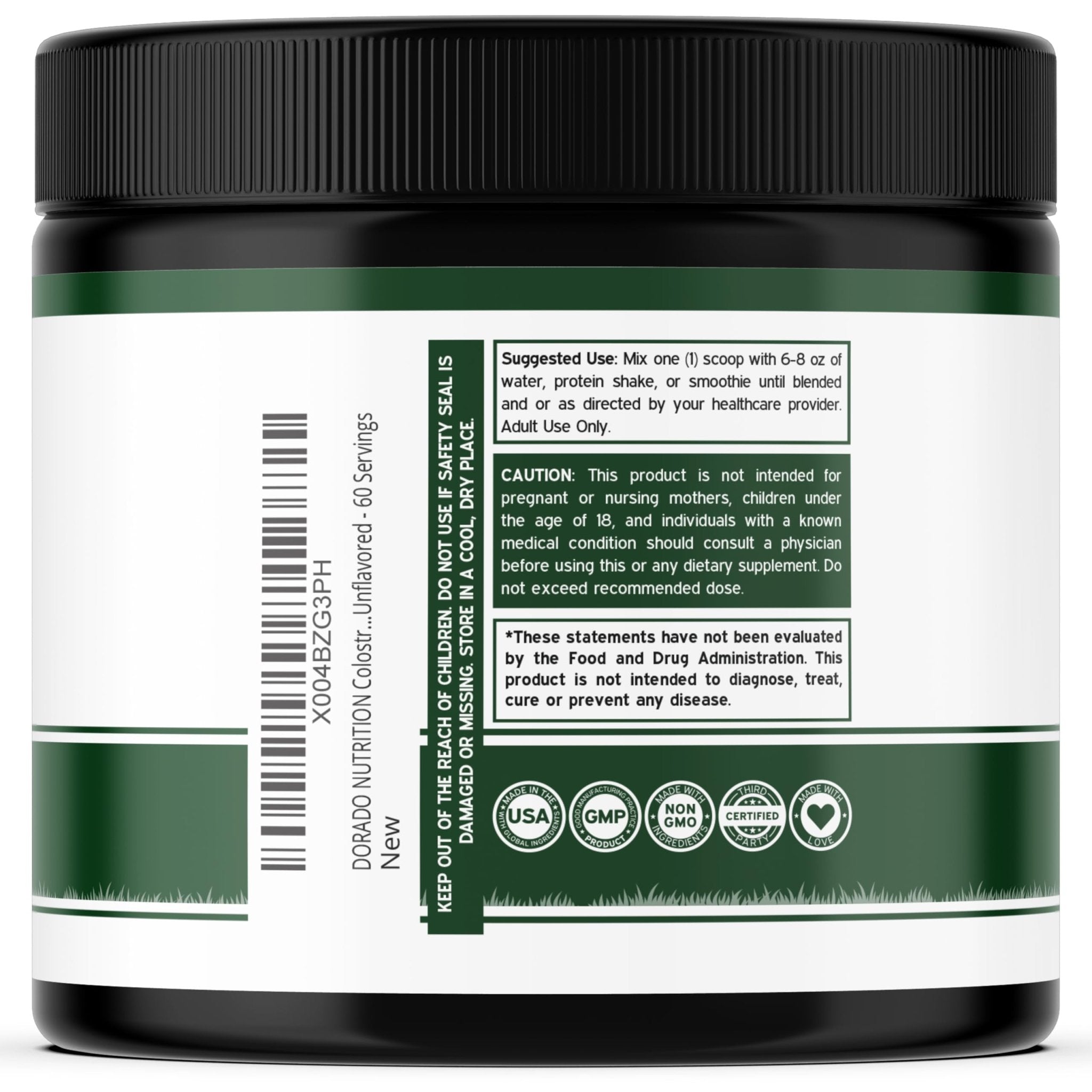 Colostrum Supplement Powder 90g (60 Servings of 1.5g Pure Bovine Colostrum Std. to Contain 20% IgG Immunoglobulins) Grass Fed Powder - No Fillers, Third Party Tested, Unflavored & Non-GMO - TrustMedUSA