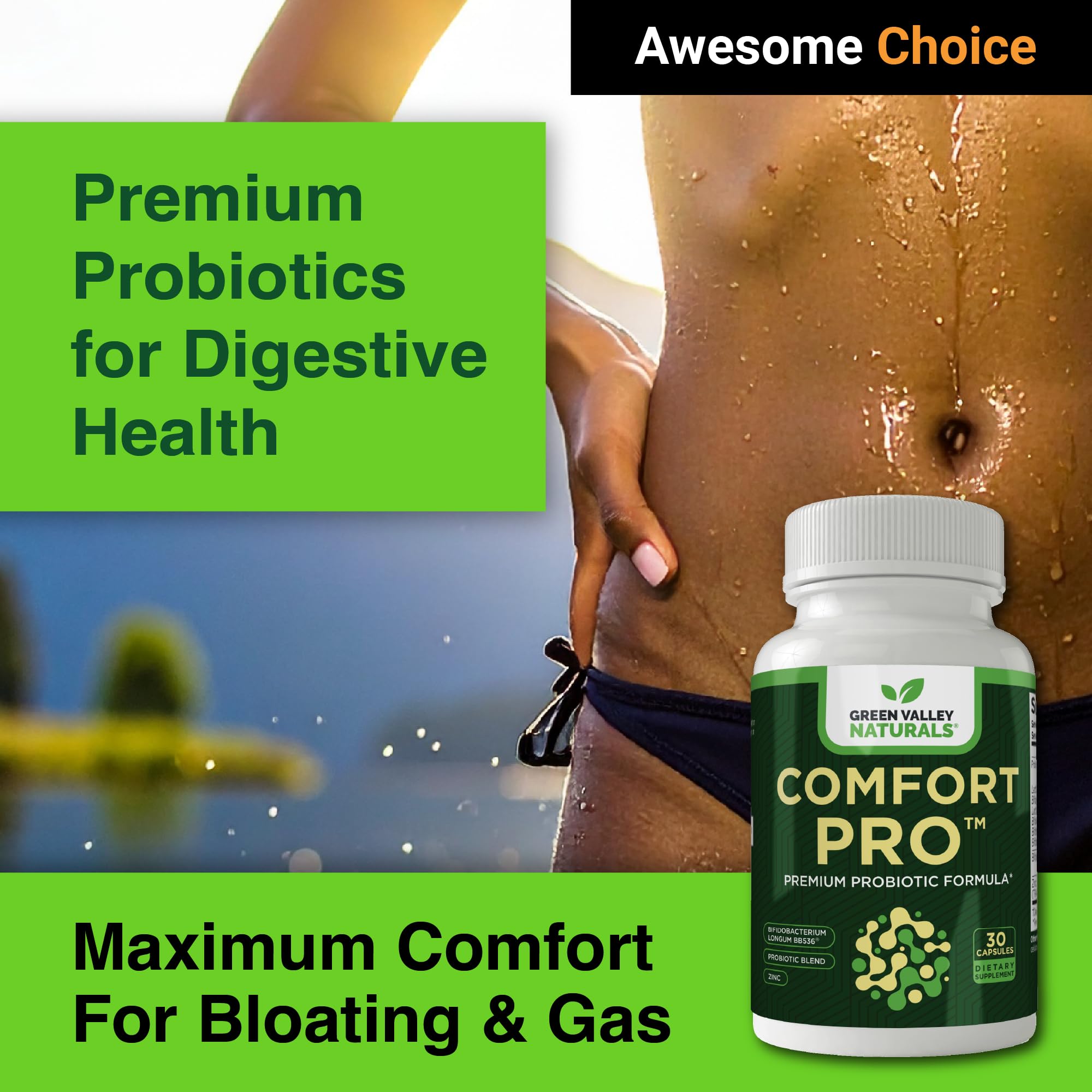 ComfortPro™ Daily Probiotics for Digestive Health | Constipation Relief & Bloating Support for Women & Men | Gut Cleanse with Zinc | Helps Reduce Gas & Promotes Digestive Regularity | Valley Formula - TrustMedUSA