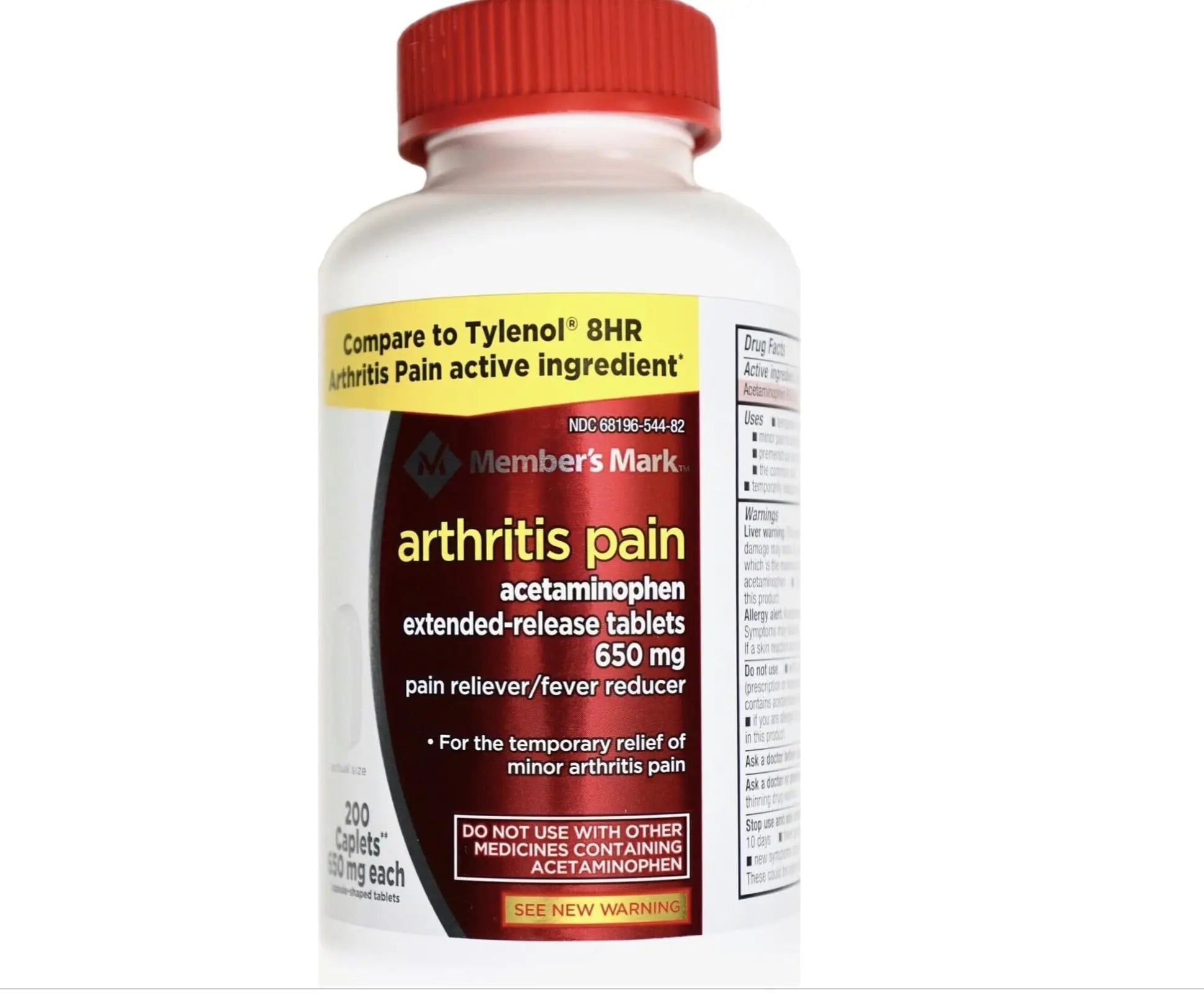 Compare to Tylenol Arthritis Pain Active Ingredient. - Member's Mark - Arthritis Pain Reliever, Extended Release, Acetaminophen 650 mg, 400 CapletsQ - TrustMedUSA