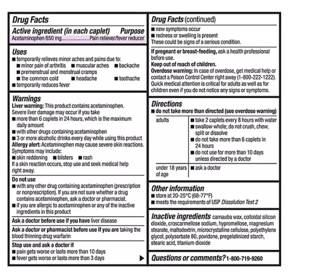 Compare to Tylenol Arthritis Pain Active Ingredient. - Member's Mark - Arthritis Pain Reliever, Extended Release, Acetaminophen 650 mg, 400 CapletsQ - TrustMedUSA