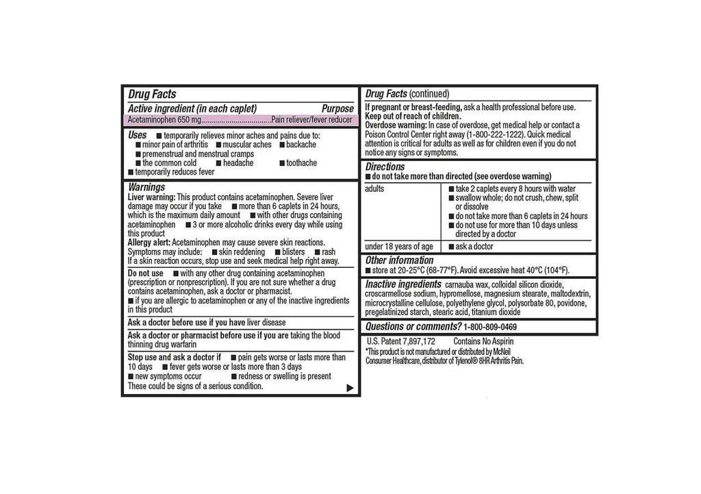 Compare to Tylenol Arthritis Pain Active Ingredient. - Member's Mark - Arthritis Pain Reliever, Extended Release, Acetaminophen 650 mg, 400 CapletsQ - TrustMedUSA