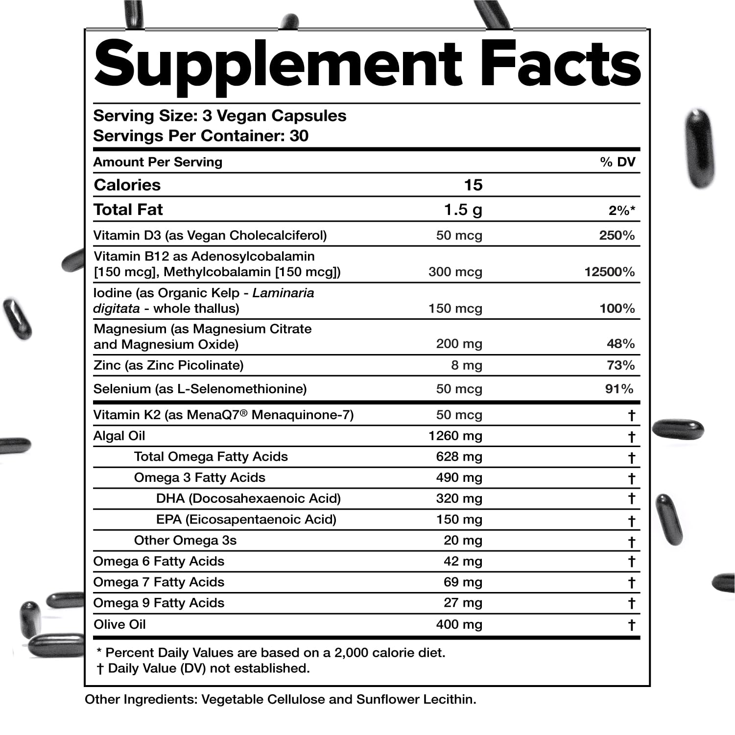 Complement Essential Vegan Multivitamin for Men & Women (30 Servings, 90 Capsules) with Omega-3 DHA & EPA, B12, Vitamin D3 & K2, Zinc, Selenium, Magnesium, Iodine - Supports Immunity & Overall Health - TrustMedUSA