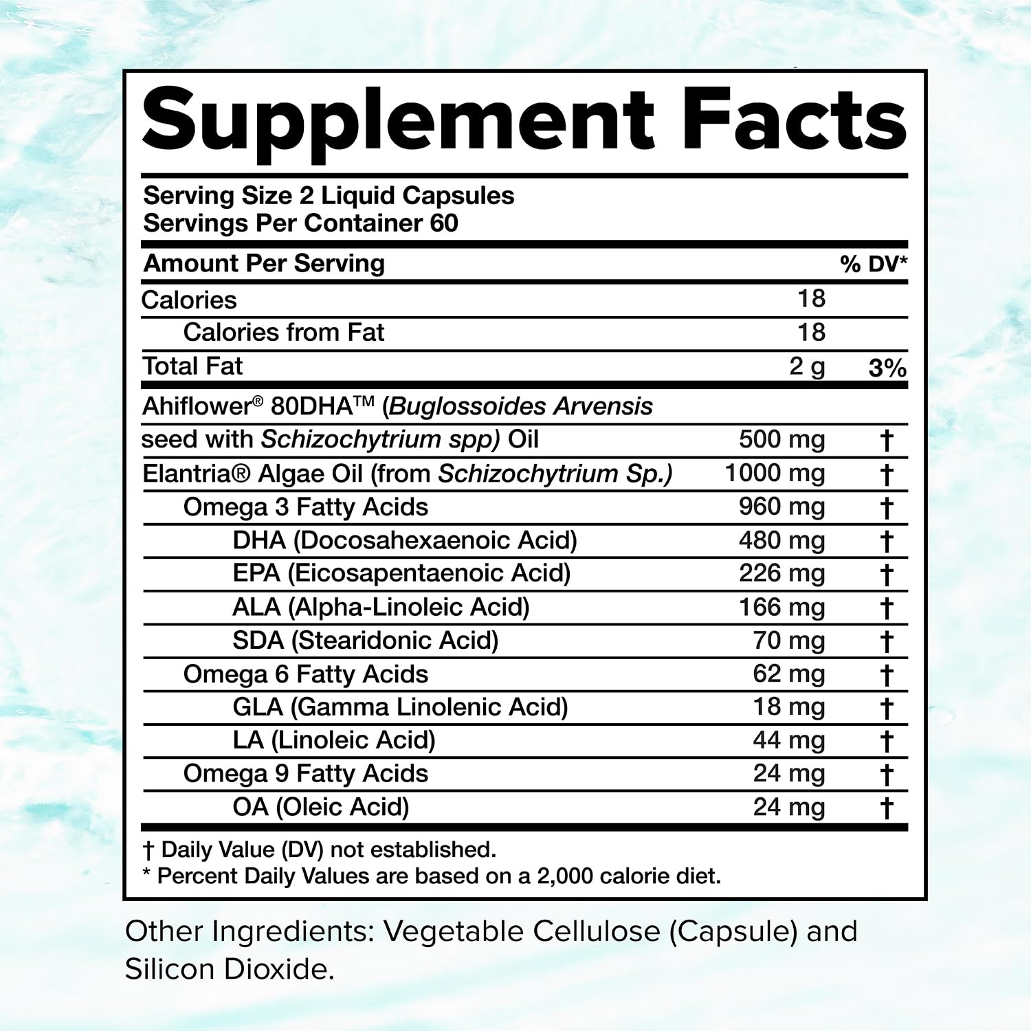 Complement Vegan Omega 3 Supplement- 960mg Omega-3 Fatty Acids, DHA, EPA, SDA, ALA Supplement - Immune Support- 60 Servings, 120 Liquid Capsules - TrustMedUSA