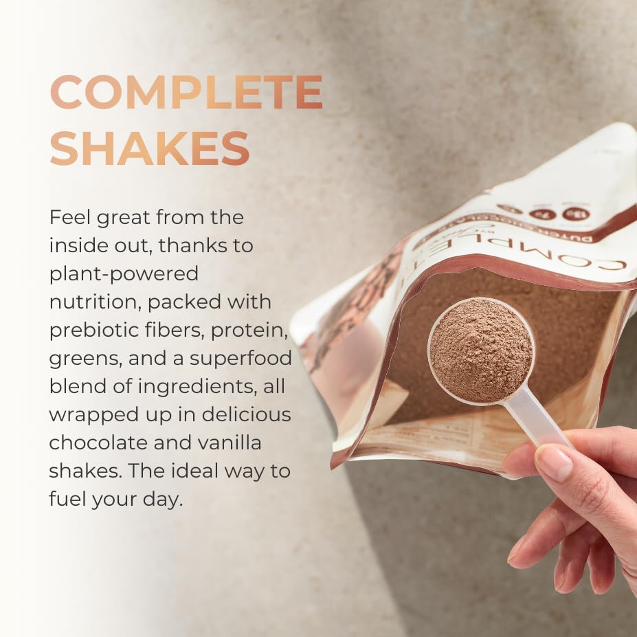 Complete by JuicePlus+ Dutch Chocolate Shakes - Plant-Based Nutrition - Whole Food Based Shake Powder with Protein, Fiber & Prebiotics - 30 Servings (2 Pouches, 15 Servings Each) - TrustMedUSA