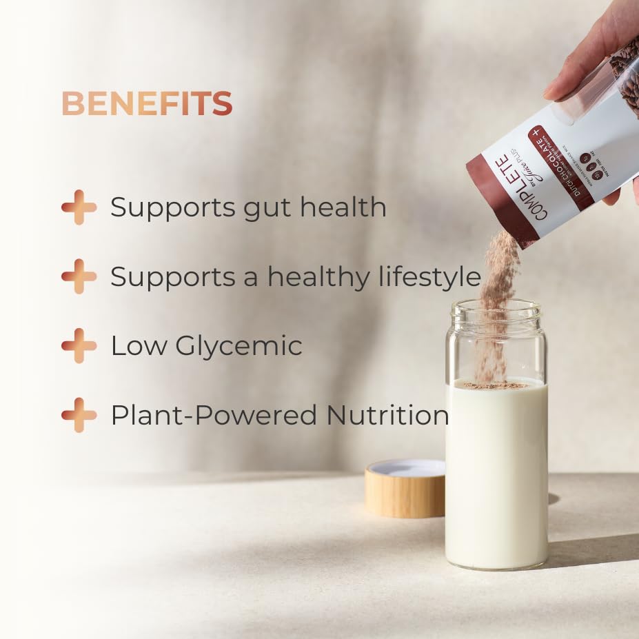 Complete by JuicePlus+ Dutch Chocolate Shakes - Plant-Based Nutrition - Whole Food Based Shake Powder with Protein, Fiber & Prebiotics - 30 Servings (2 Pouches, 15 Servings Each) - TrustMedUSA