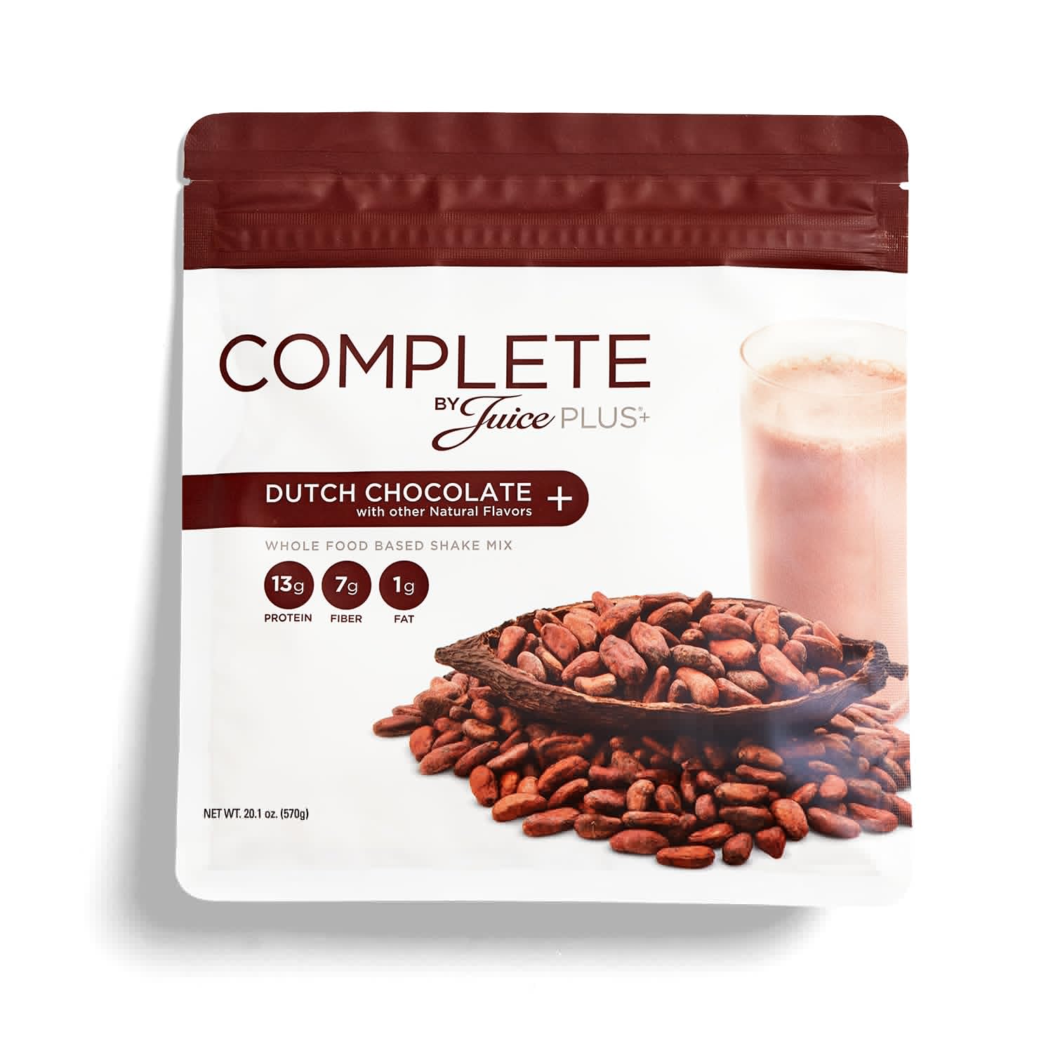 Complete by JuicePlus+ Dutch Chocolate Shakes - Plant-Based Nutrition - Whole Food Based Shake Powder with Protein, Fiber & Prebiotics - 30 Servings (2 Pouches, 15 Servings Each) - TrustMedUSA