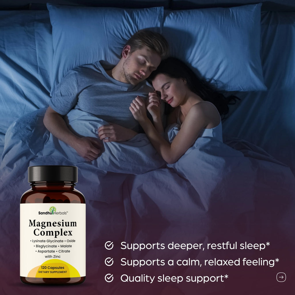 Complete Magnesium Complex 500mg for Women & Men | 120 Capsules | 6 in 1 Mag Supplement with Zinc | Quality Sleep & Muscle Health | Glycinate, Citrate - TrustMedUSA