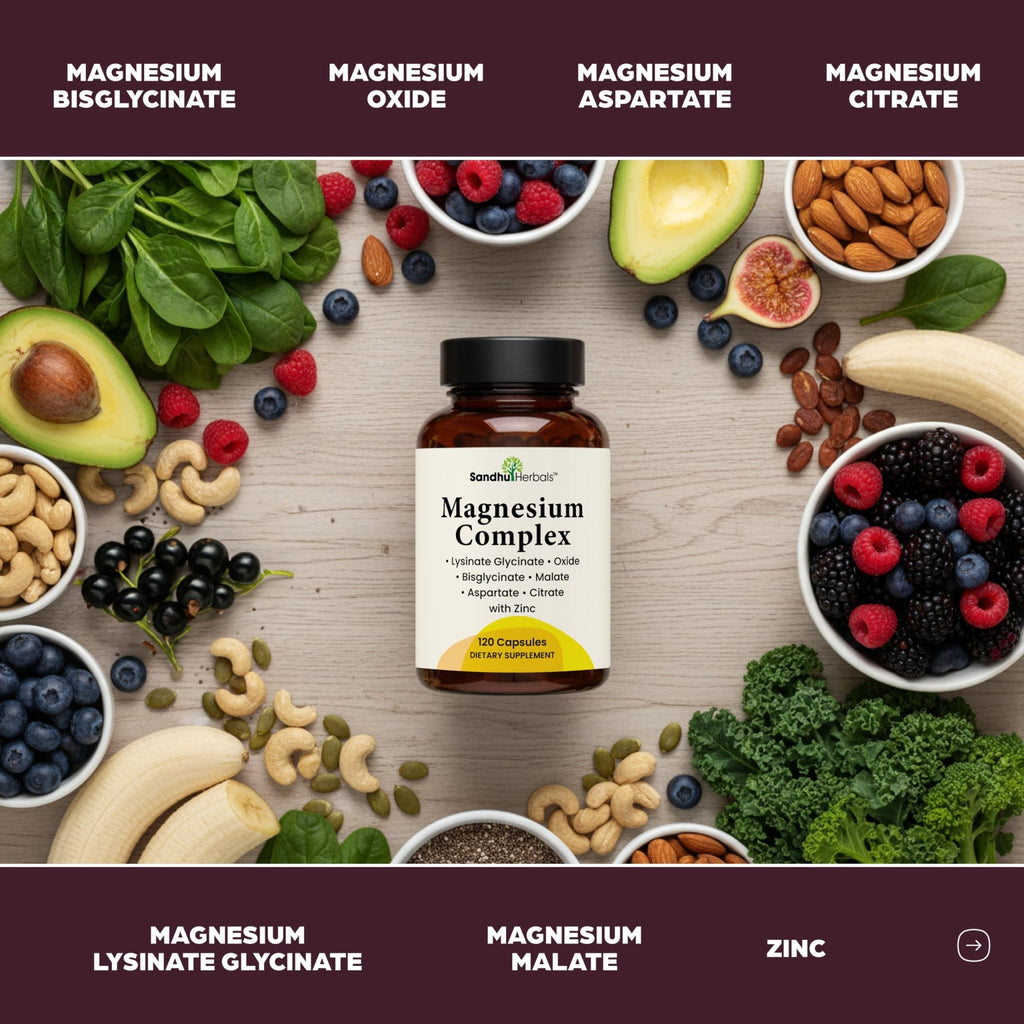 Complete Magnesium Complex 500mg for Women & Men | 120 Capsules | 6 in 1 Mag Supplement with Zinc | Quality Sleep & Muscle Health | Glycinate, Citrate - TrustMedUSA
